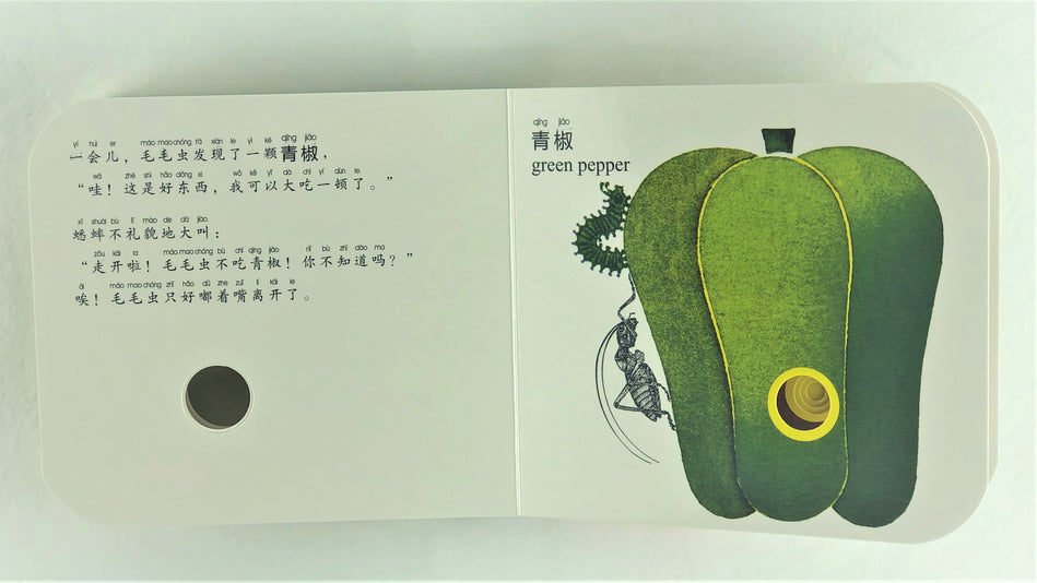毛毛虫吃什么呢 What Does A Caterpillar Eat 9787541766954 magic hole Chinese children book (10)